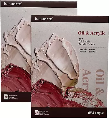 Oil Painting Paper Pad 22.9X30.5 CM 300 GSM Canvas Paper 12 Sheets Acid Free • £28.97