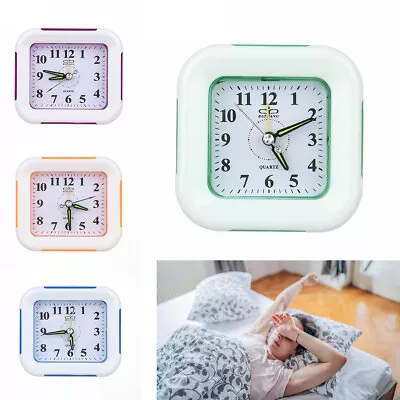 $11.99 • Buy Quartz Alarm Clock & Night Light No Tick Snooze Silent Small Bedside Clocks