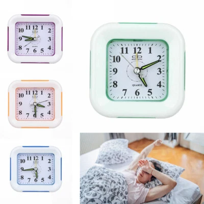$11.99 • Buy Quartz Alarm Clock & Night Light No Tick Snooze Silent Small Bedside Clocks