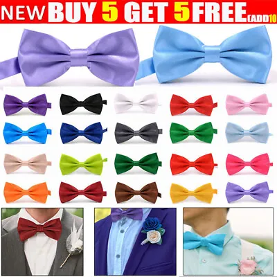 Wholesale Smart Bow Tie Plain Neck Men Clip-on Satin Dickie Fancy Dress Wedding • £2.87