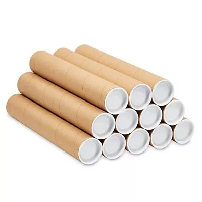 12 Pack 2x12 Inch Kraft Paper Tubes With Caps For Shipping Packing Mailers • $36.70