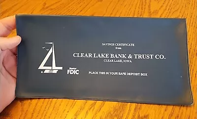 Vtg CLEAR LAKE Bank TRUST Deposit Bag Iowa Blue Vinyl Savings Certificate Pouch • $13.99