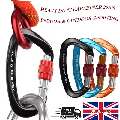 £1.03 • Buy 25KN Screw Lock Heavy Duty Carabiner Clip Hook  Aluminum D-Ring  Rock Climbing
