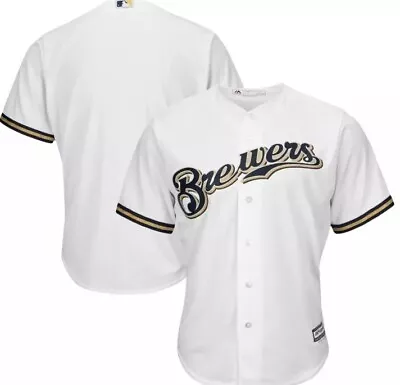 NEW Milwaukee Brewers Majestic Cool Base Mens Small Jersey White Blue Retro  • $28.88