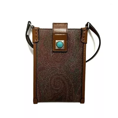 Auth ETRO - 1N760 8859 600 Bordeaux Brown Multi PVC Leather Shoulder Bag • $149