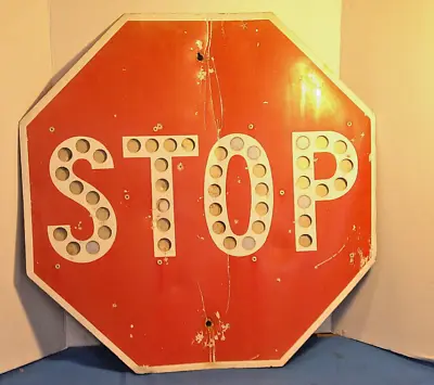 Vintage LOS ANGELES COUNTY Stop Sign 1968? With Reflectors Aluminum (2169) • $199.99