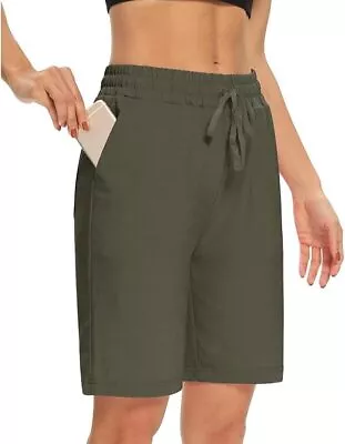 Women's Bermuda Shorts Long Cotton Casual Summer  Walking Exercise Shorts+Pocket • $5.98