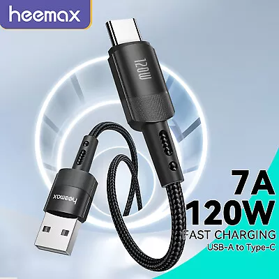 USB A To Type C Cable 100W Fast Charger Long Braided Alloy Lead 0.25M 1M 2M 3M • £2.99
