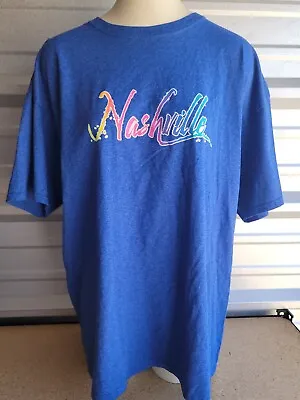 Fruit Of The Loom Vintage Sz XL T Shirt Nashville Blue Retro • $14.99