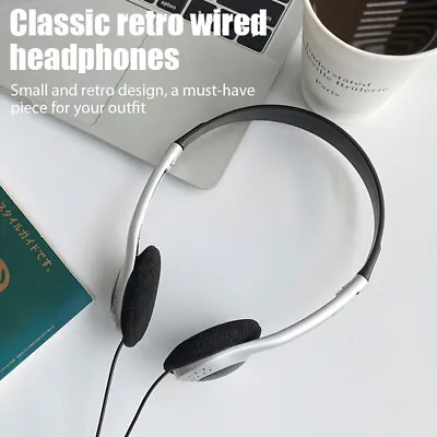 3.5mm Wired Lightweight Retro Headphones On Ear Headset Adjustable Headband • £6.57