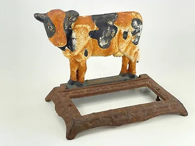 Antique Vintage Cast Iron Cow Figure Shaped Boot Shoe Brush Doorstop • $54.94