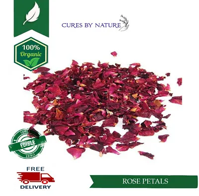 Organic Edible Rose Petals -  Infusion Cake Decor Cooking Dried Flowers Tea • £4.99