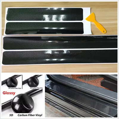 4Pcs Universal Carbon Fiber Car Scuff Plate Door Sill 5D Sticker Panel Protector • $10.16