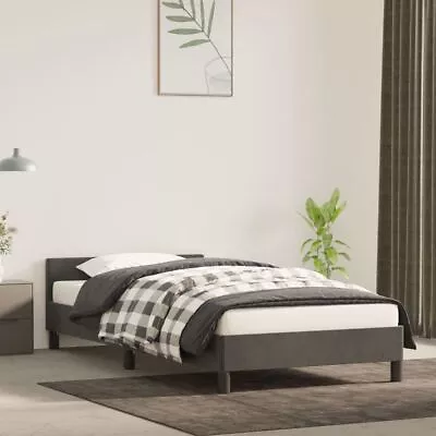 VidaXL Bed Frame With Headboard Dark Gray 39.4 X74.8  Twin Velvet • $133.22