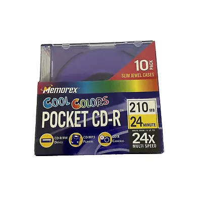 Memorex 10 Pack Cool Colors Pocket CD-R (210MB/24Min./Up To 24x Multi Speed) • $8.99