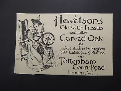 1899 Paper Advert Clipping Hewetsons Old Welsh Dressers Carved Oak Illustrated • £12.50