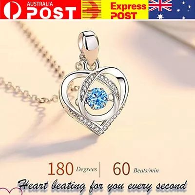 Women Crystal Necklace Chain Blue Diamond Love Jewelry Gift Romantic For Her Au • $7.99