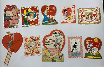 10 Vintage Valentines Day Greeting Card Lot Die Cut 1920s-1950s • $19.99