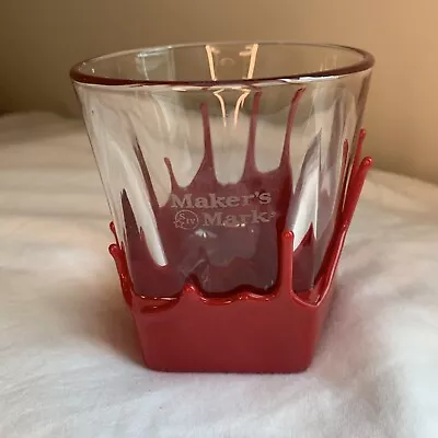 MAKERS MARK Bourbon Low Ball Whiskey Glass Red Wax Bottom   • $8.99