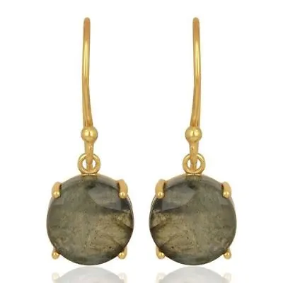 Labradorite Flat Shape Pefect Drop Earring 925 Silver 14K Gold Plated Jewelry • $17.99