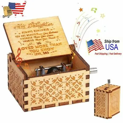 $8.39 • Buy US Wooden Music Box Mom/Dad To Daughter Toy Craft Engraved You Are My Sunshine