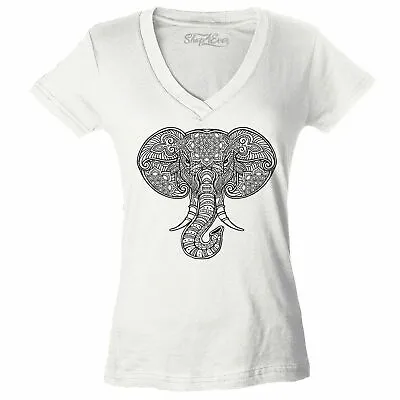 Elephant Mandela Women's V-Neck T-shirt Elephant Lover Save The Elephants Tee • $14.99