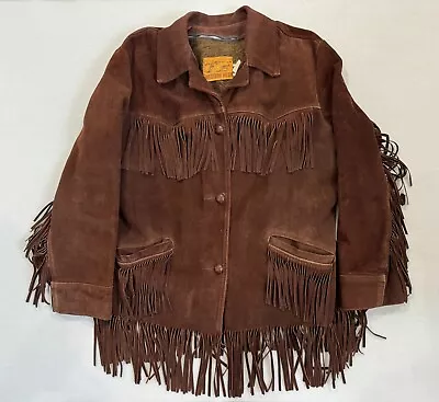 Vintage Sears Jacket Womens Large Suede Leather Fringed Western Rodeo Read Desc. • $69.99