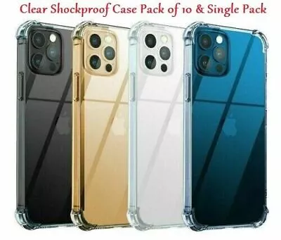 Pack Of 10 Pcs Clear Shockproof Case For IPhone 14 Pro Max 14 Plus 13 12 Pro 11 • £3.75