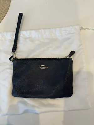 Navy Coach Leather Zip Purse Wristlet  • £20