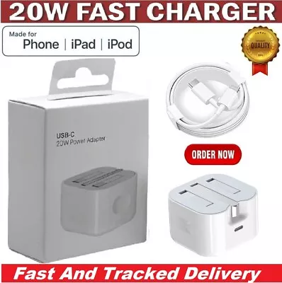 For IPhone 15 14 13 12 11 X Pro XS MAX Fast Charging USB-C PD Plug Charger Cable • £2.99