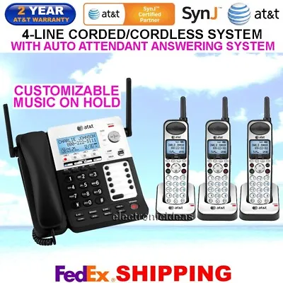 AT&T SynJ SB67138 4-LINE DECT 6.0 CORDED / CORDLESS PHONE SYSTEM 3 CORDLESS • $724.95