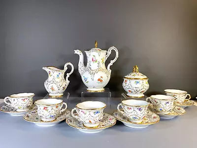 Meissen B Shape Coffee Set For 6 Scattered And 24k Gold Encrusted1st Quality • $2572