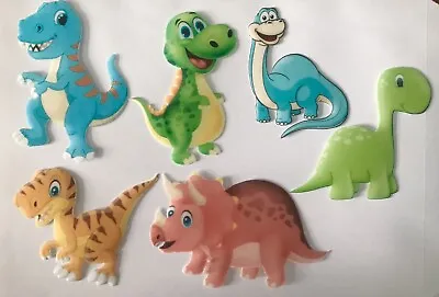 6 Large PRE CUT Dinosaur Party Edible Wafer Cupcake Toppers • £1.50