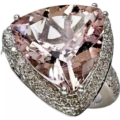 US 6.2 Morganite 5.93ct Diamond Total 0.72ct Ring K18WG White Gold 8.4g Women • $1394