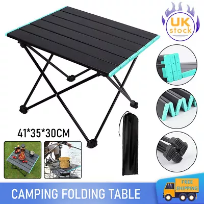 Folding Camping Table Light Weight Portable Aluminium Frame Outdoor Picnic Bag • £10.99