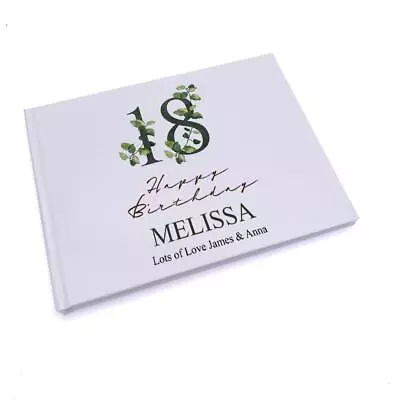 Personalised 18th Birthday Green Leaf Design Gift Guest Book GB-132 • £14.99