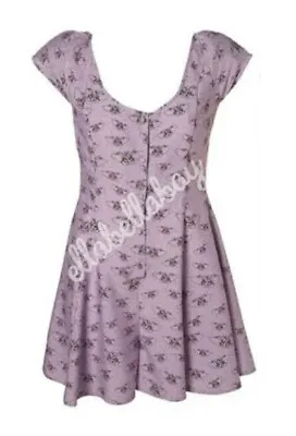 BARBARA HULANICKI TOPSHOP Purple Vintage Queen Bee Spotty Skater Playsuit UK8 36 • £54.99