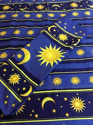 Celestial Sun Moon And Stars Blue Yellow TWIN DUVET & EURO SHAM Cotton • $8