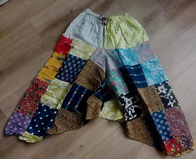 BAGGY Patchwork HAREM FESTIVAL PANTS*YOGA*COTTON*one Size Fit UK 10-20 • £13.50