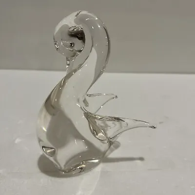 Art Glass Swan Figurine Clear Paperweight Marked V Nason & Co Italy Murano Swan • $15