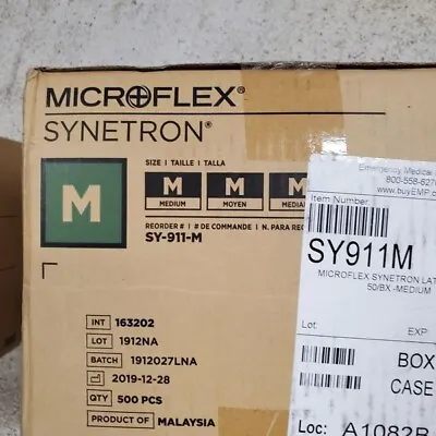 Microflex SY-911-m Synetron Latex Gloves Extended Cuff Exam Grade M (10 PACK) • $109.98