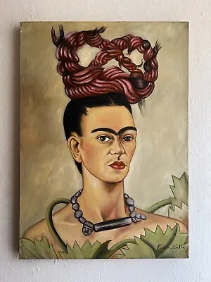 FRIDA KAHLO Oil On Canvas Painting Signed And Stamped Vintage Art (Handmade) • $799