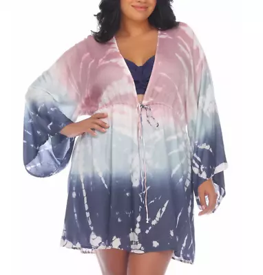 Raviya Tie-Dye Caftan Swim Cover Up Gray Plus Size 2X 0775 • $52