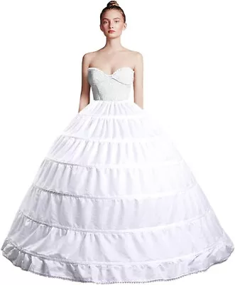 Full Shape 6 Hoop Skirt Underskirt Gown Petticoat Slip Wedding Cosplay Actress • $24.99