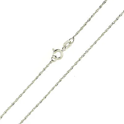 925 Sterling Silver Rhodium Finish Diamond Cut Singapore 1mm Thin Necklace Italy • $6.99