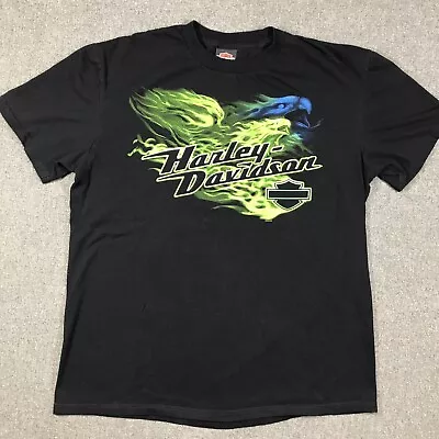 Mens Harley Davidson Maui Hawaii T Shirt XL Neon Green Eagle Flames Motorcycle • $49.95