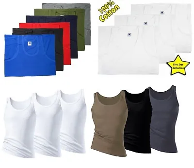 Men's Cotton Vest Athletic Singlet Undershirt Tank Top Gym Wear S-4XL Pack Of 12 • £23.98