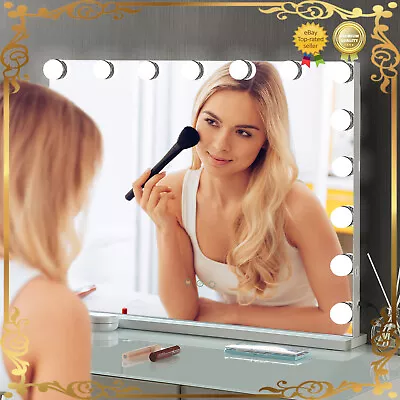 60x52CM Hollywood Mirror With Dimmable LED Bulb Vanity Make Up Table Wall Light • £64