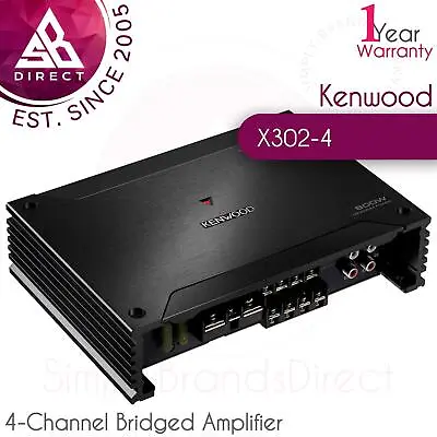 Kenwood X302-4 4-Channel Bridged Car Audio Amplifier│X-Series│Class-D│4Ohm│800W • £201.58