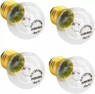 Haraqi E27 E26 G45 120 Volt 40 Watt Oven Bulb High Temperature 300 Degree 4 Pack • $10.69